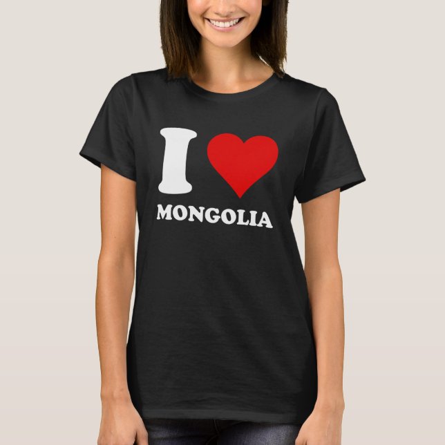 T-shirt Red Heart I Love Mongolie (Devant)