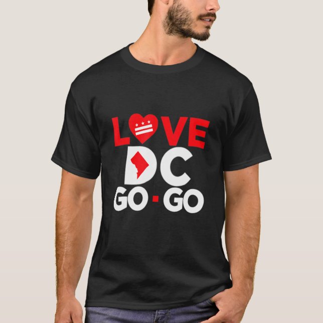 T-shirt Red Heart Love Map DC Go Go Graphics (Devant)