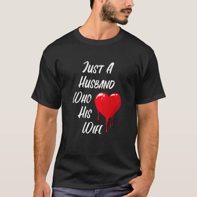 T-shirt Red Heart Message Of Love Husband Valentine's Day (Devant)