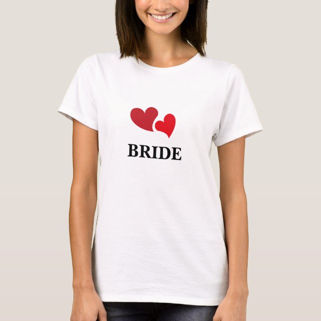 T-shirt Red Hearts mariée Typographie conception minimale (Devant)