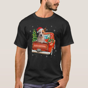 T-shirt Red Heeler Ride Red Truck Christmas Australian Cat