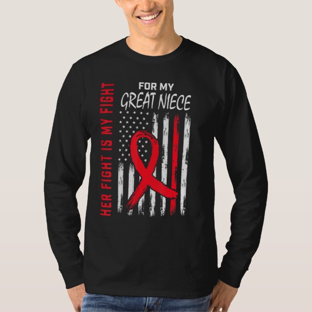 T-shirt Red Her Fight Great Niece Heart Disease Awareness  (Devant)