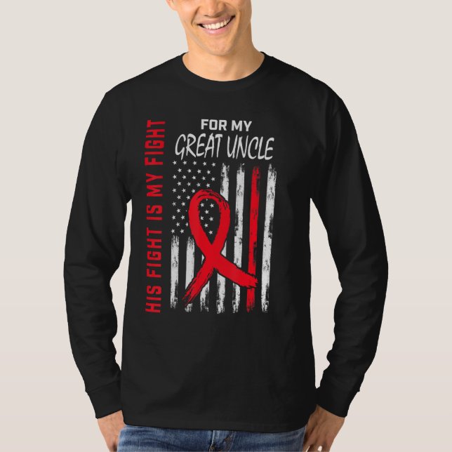 T-shirt Red His Fight Great Uncle Heart Disease Awareness  (Devant)