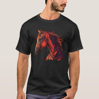 T-shirt Red Horse Horseback Riding Equestrian Cowgirl Fun