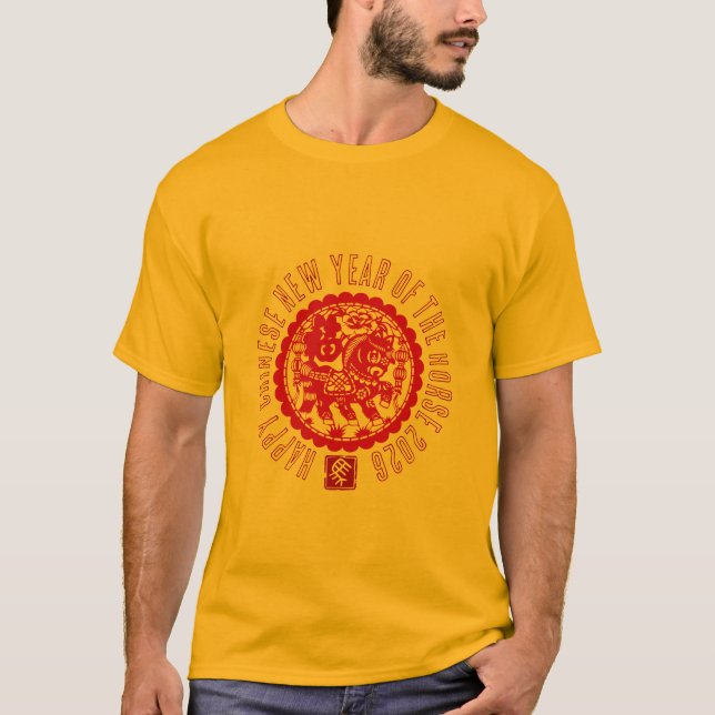 T-shirt Red Horse paper cut-out style Tee (Devant)