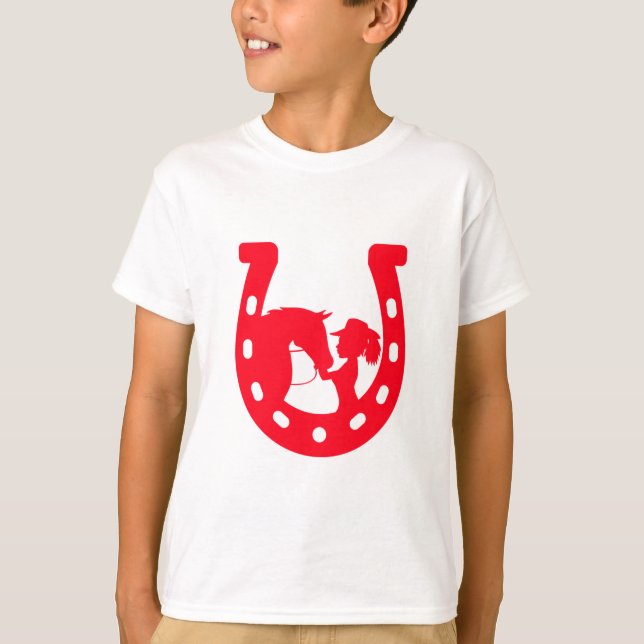 T-shirt Red Horseshoe Girl and Horse (Devant)