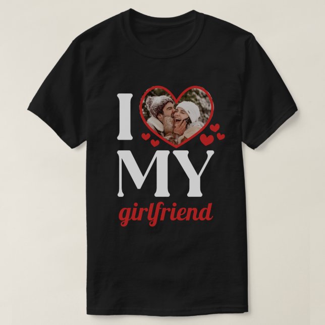 T-shirt Red I Heart My Girfriend Ajouter votre photo (Design devant)