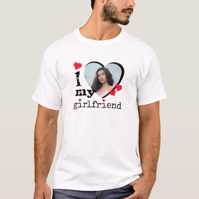 T-shirt Red I Love My Girlfriend Boyfriend Cadeau (Devant)