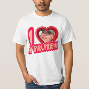 T-shirt Red I Love My Girlfriend Photo personnalisée