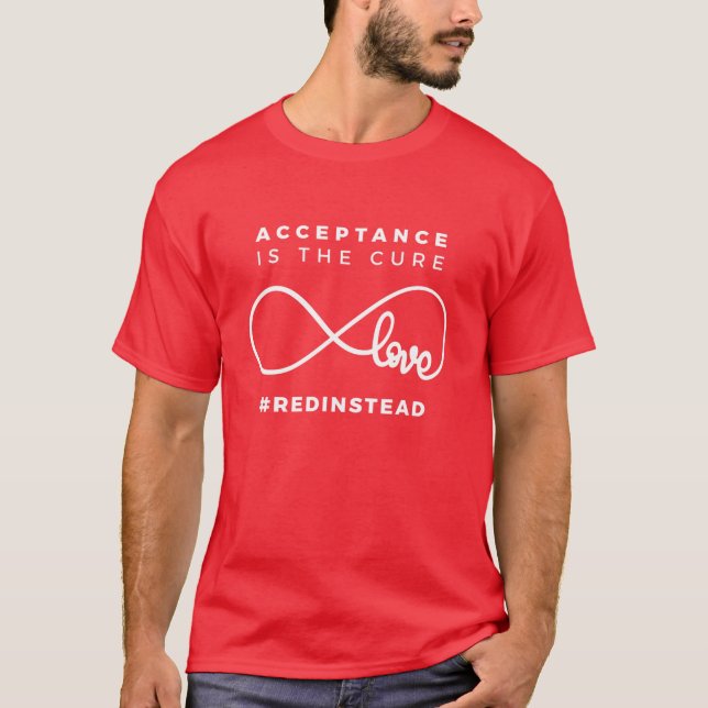 T-shirt Red Instead Acceptance Of Autism (Devant)