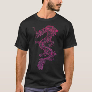 T-shirt Red Japanese Dragon y2k Aesthétique Grunge 90s Chi