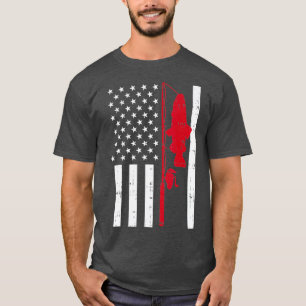 T-shirt Red Line Drapeau Poisson Pompier Pêche Patriotiqu