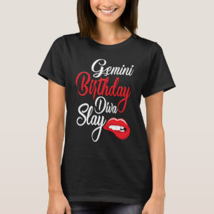 T-shirt Red Lip Print Gemini Queen May Girl Juin Jeudi
