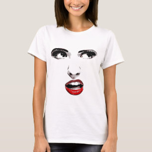 T-shirt Red Lipstick Dark Eyed Woman maquille beauté art