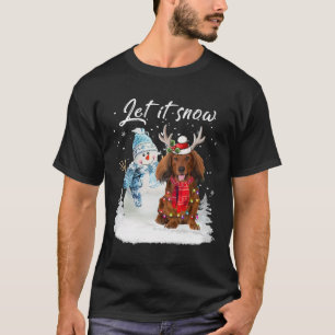T-shirt Red Long Haid Dachshund Père Noël Chien neige de N