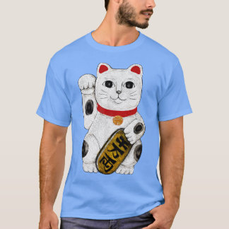 T-shirt Red Maneki Neko Chat Lucky Chat Retro Japonais Vin