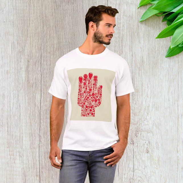 T-shirt Red Medical Hand Symbol Healthcare (Créateur téléchargé)