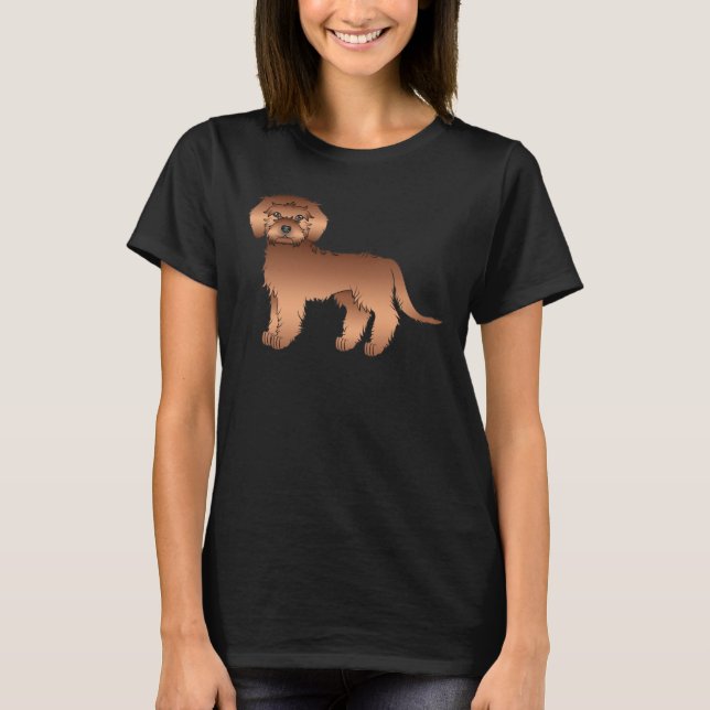 T-shirt Red Mini Goldendoodle mignon chien de dessin (Devant)