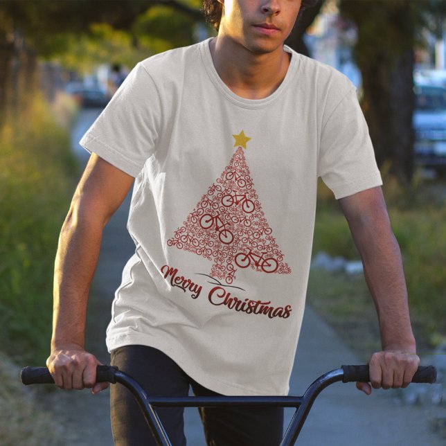 T-shirt Red Mtb Bicyclette Noël Arbre Joyeux Noël (Créateur téléchargé)