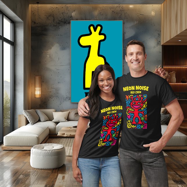 T-shirt Red Neon Alien - Funky Pop Art Personnage souriant (Créateur téléchargé)