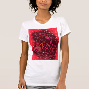 T-shirt Red Neon Taureau Magique Courir À Red Starry Nigh