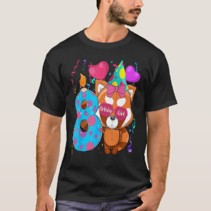 T-shirt Red Panda 8e anniversaire I'm 8 Years Girls Birth