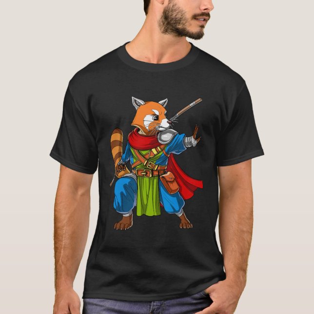 T-shirt Red Panda Bear Ninja Samurai Warrior Funny Kung Fu (Devant)