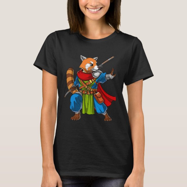 T-shirt Red Panda Bear Ninja Samurai Warrior Funny Kung Fu (Devant)