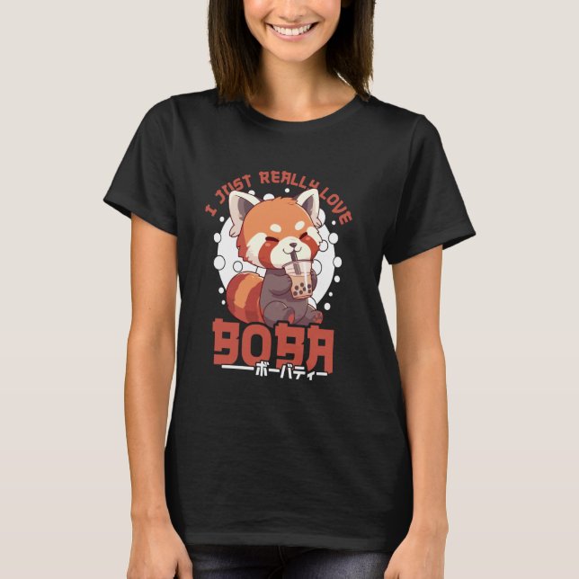 T-shirt Red Panda Boba Tea Kawaii Bubble Tea Red Panda Ani (Devant)