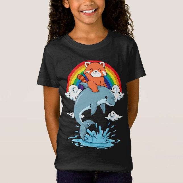 T-Shirt Red Panda Cadeaux Enfants Kawaii Red Panda Dolphin (Devant)