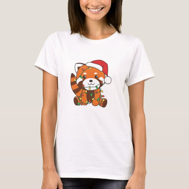 T-shirt Red Panda Christmas Winter Animals Red Pandas (Devant)