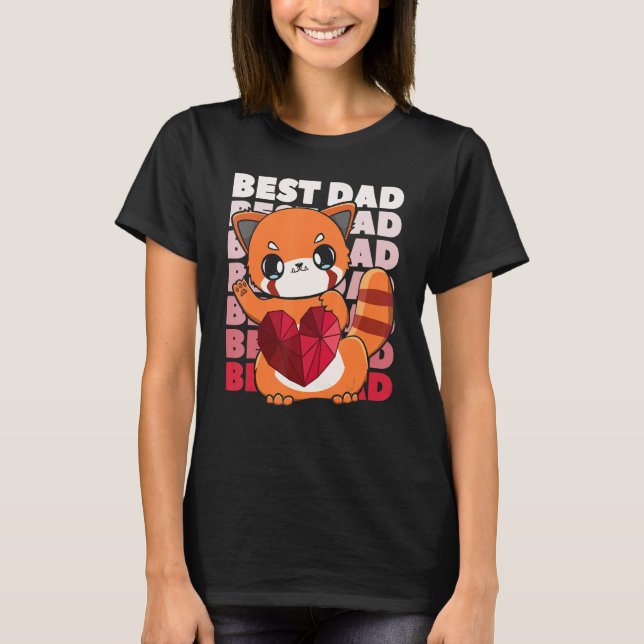 T-shirt Red Panda Dad Parent Best Papa Bear Fathers Day An (Devant)