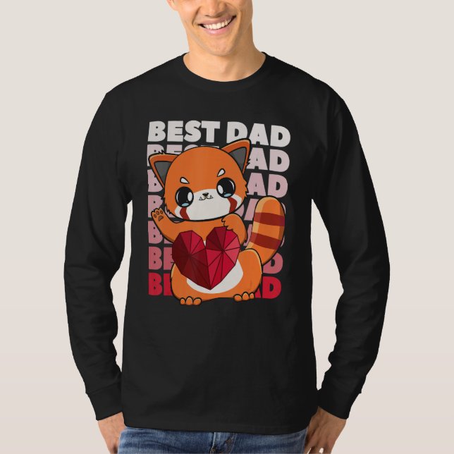 T-shirt Red Panda Dad Parent Best Papa Bear Fathers Day An (Devant)