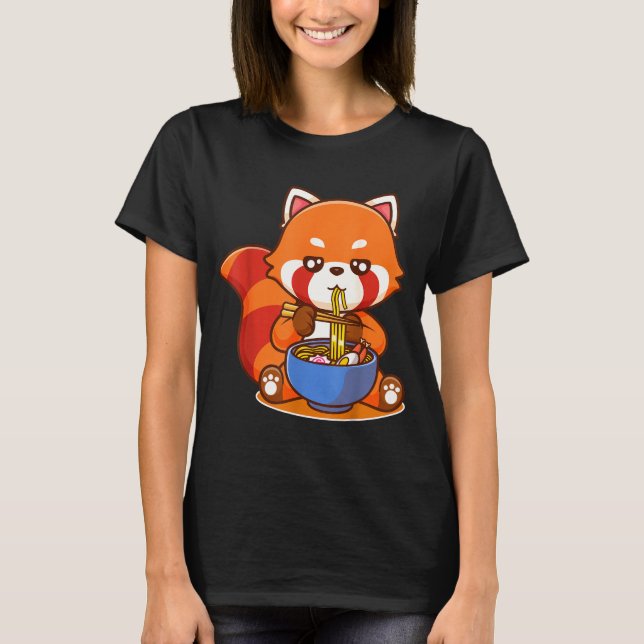 T-shirt Red Panda Eating Ramen Japanese Soup Zoo Animal Zo (Devant)