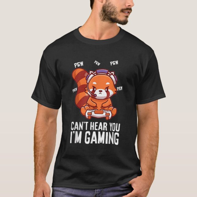 T-shirt Red Panda Gaming Ne Peut Pas Vous Entendre Je Joue (Devant)