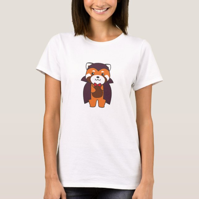 T-shirt Red Panda Halloween Cute Devil Vampire Costume (Devant)