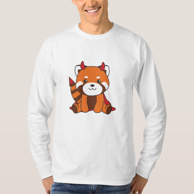 T-shirt Red Panda Halloween Cute Devil Witch Costume (Devant)