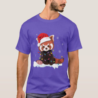 T-shirt Red Panda illuminations de Noël Santa Hat Pajamas 