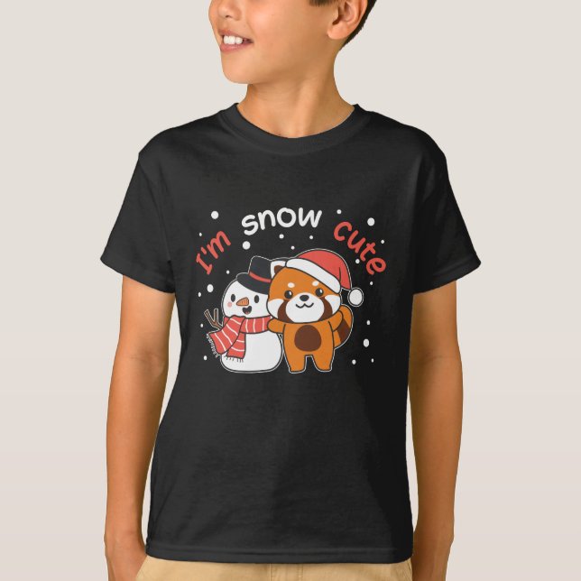 T-shirt Red Panda I'm Snow Cute Snowman (Devant)