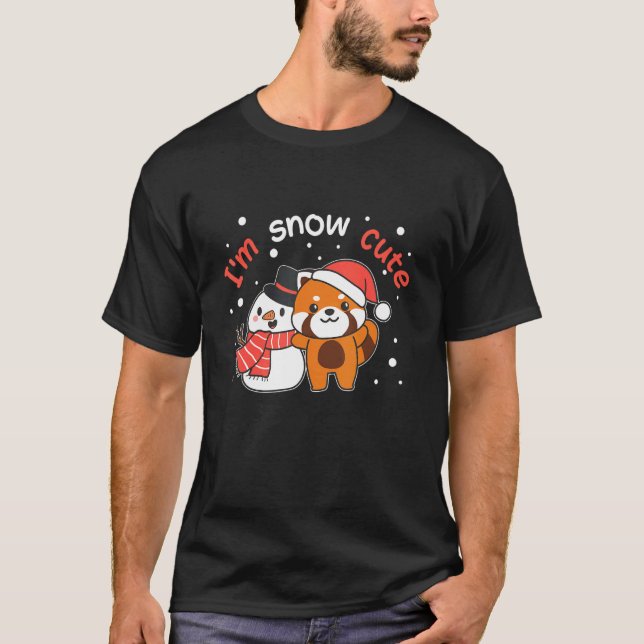 T-shirt Red Panda I'm Snow Cute Snowman (Devant)