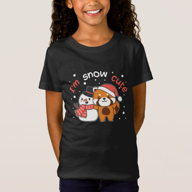 T-Shirt Red Panda I'm Snow Cute Snowman (Devant)