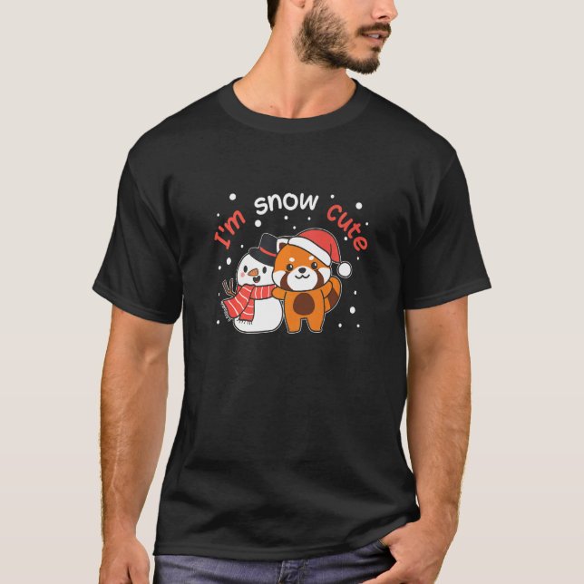 T-shirt Red Panda I'm Snow Cute Snowman (Devant)