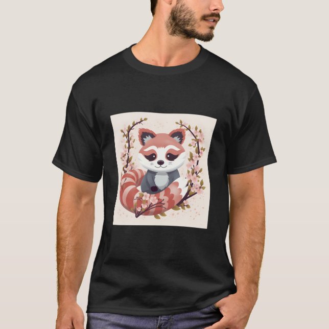 T-shirt Red Panda In Cherry Blossom Garden Perfect Springt (Devant)