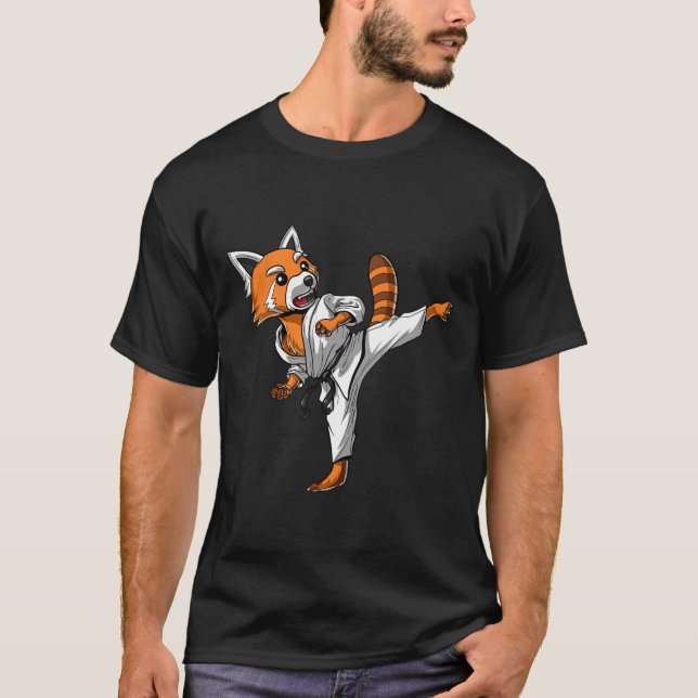 T-shirt Red Panda Karate Ninja Martial Arts Kickboxe Tae (Devant)