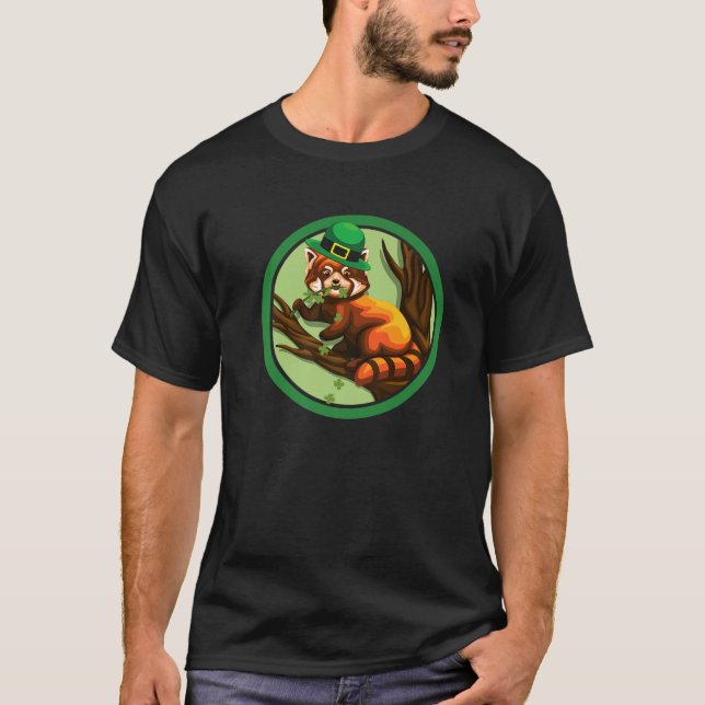 T-shirt Red Panda Leprechaun Jour de la Saint Patrick Garç (Devant)
