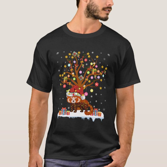 T-shirt Red Panda Lighting Xmas Tree Cadeau Red Panda Chri (Devant)