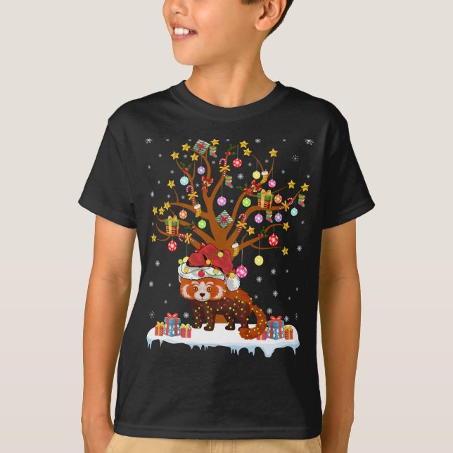 T-shirt Red Panda Lighting Xmas Tree Cadeau Red Panda Chri (Devant)