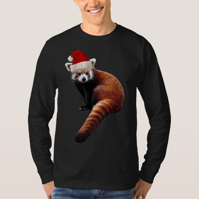 T-shirt Red Panda Père Noël mignonne Casquette de Noël pou (Devant)