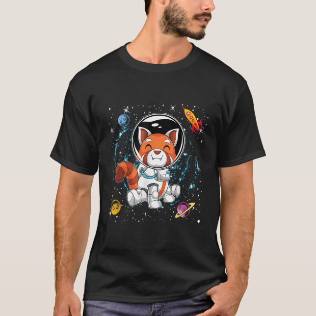 T-shirt Red Panda Space Scientifique Animaux Rocket Planèt (Devant)