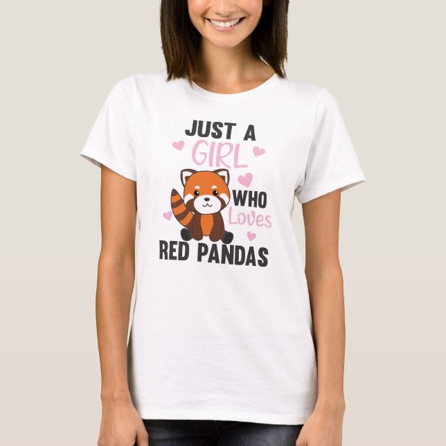 T-shirt Red Pandas Girl Love Red Panda Kawaii Cute Animaux (Devant)